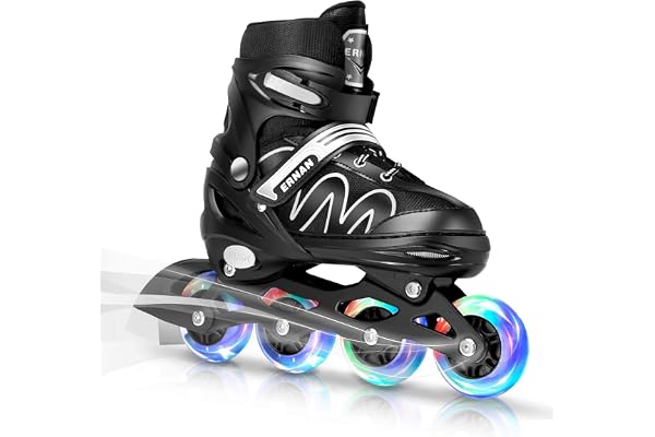 ERNAN Patins à Roues alignées, réglables et Lumineux pour Enfants, garçons et Filles, Patins à roulettes pour Enfants, Jeunes, débutants