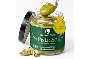 MADAME CHÊRI Madame Chéri Pistaziencreme vegan aus 30% Antep Pistazien | 200g | Pistazienaufstrich auf Kichererbsenbasis ohne Zusatzstoffe aus der Türkei | Pistazien ideal für Brot und zum Füllen von Kuchen