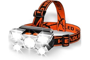 FONCBIEN Faros Recargables, USB Recargables Faros Led, 9.900 Lumen Súper Iluminados Faros Led, 500 Metros De Largo Para Acampar Al Aire Libre, Correr, Cazar, Caminar Faros (Amarillo)