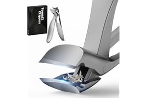 FERYES Cortaúñas de cabeza en ángulo con mango largo para personas mayores, cortaúñas de mandíbula ancha grande con recogedor para uñas gruesas, corte más fácil, diseño ergonómico