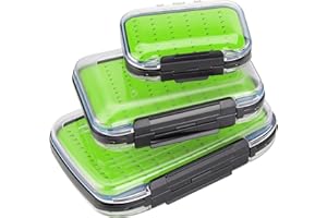 Angelkoffer leer 3 Stück Angelzubehör Köderbox Angelbox Spoon Box transparenter Angelkasten mit Griff Kunststoff Angel Zubehör für Fliegenfischen Fliegen Kunstköder, Größen A+B+C, Grün