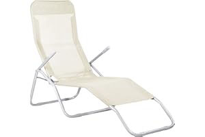 SPRINGOS Chaise longue de jardin à bascule avec accoudoirs - Composant antidérapant - Armature en métal