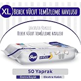 XL Lavanta Kokulu Bebek V&uuml;cut Temizleme Havlusu 50 Yaprak