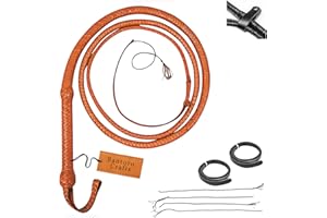 Bantoro Crafts Indiana Jones látigo Cuero de Canguro Bull Whip 16 Hilos Trenzados Bullwhip de Cuero Trenzado Ecuestre, Vientre de Cuero y Refuerzo de Cuero en el Interior, marrón