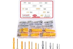 210pcs Screws and Wall Plugs Set, Leryati M5/M6/M8 Wall Plugs and Screw (105 x Masonry Screws, 105 x Expansion Anchor Bolts), Plastic Walls Anchors and Screw Kit for Walls Hanging and MountingTV Mount