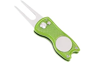 Mile High Life Outil de Divot de Golf Pliable en métal avec Bouton Pop-up et marqueur de Balle magnétique (Multicolore/Forme)