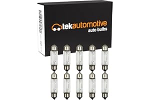 Tek Automotive 272 Number Plate Bulbs 12V 10W S8.5D 11x38mm Festoon Bulbs | Interior and Number Plate Light Replacement - 10 Pack