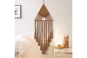 ASTNIC Arazzo da parete in macramè intrecciato a mano, acchiappasogni, triangolo, nappa, stile bohémien, arte geometrica, arazzo fatto a mano, per parete, appartamento, feste, camera da letto,