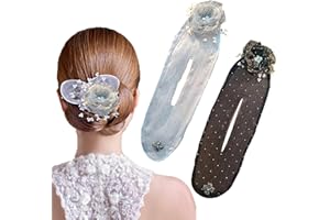 ELFINFI Moños Accesorios, 2024 Nuevo Donut Moño, Flores Moños Accesorios accesorios pelo mujer, Estilo trenzado Donut Moño Pelo Rizado Perezoso Adecuado para Mujeres y Niñas (Gris, Negro)