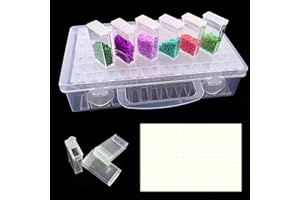 ATBUSS 1 PCS 64 Slot Organizer, 1 Blatt Aufkleber (196 insgesamt), Transparent Acryl Organizer, große Kapazität Fach Veranstalter für die Speicherung von Perlen, Pailletten, Diamanten.