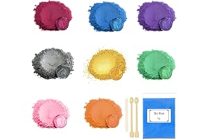 Cosyhav Mica Powder, 8 Colours x 5 g Mica Powder for Epoxy Resin,Pearlescent Resin Pigment,Suitable for Soap Color, Candle Color, Cosmetics, Nail Polish, Bath Ball,Slime
