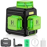 Huepar B03CG 3X360&deg; Green Laser Level 12 Lines,USB Rechargeable Battery | Pulse Mode,Self-Leveling Cross-Lines,360 Vertical/H