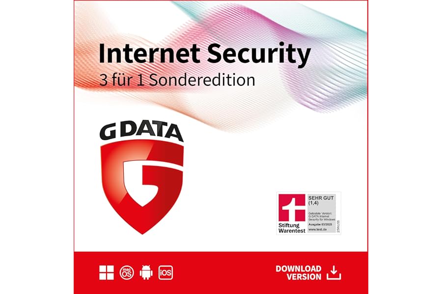 G DATA Internet Security 3 für 1 Sonderversion |3 Geräte - 1 Jahr | Antivirus für PC, Mac, Android, iOS | Made in Germany | z