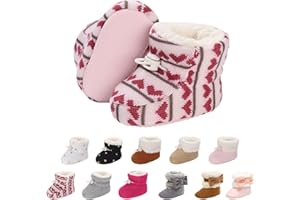 Tolaler Chaussons Hiver Bébé, Chaussures Bébé Bottines Thermiques à Doublure Epaisse Bottes Antidérapantes à Semelle Souple Ajustable/Vêtements de Tous Les Jours (0-18 Mois)