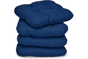Beautissu Lisa Set di 4 Cuscini da Sedia - 40x40x8 cm - Cuscino di Seduta per sedie di Casa e Giardino, Imbottitura Comoda e Spessa – Blu Scuro