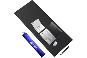 Cacoy Skórzana mata na biurko, 120 x 50 cm, rozszerzona podkładka na biurko, mata pod klawiaturę, duża podkładka pod mysz do domowego biura, wodoodporna podkładka na biurko ze skóry PU, czarna