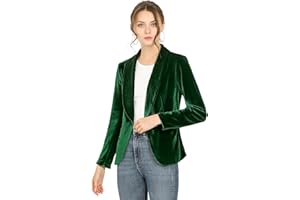 Allegra K Abrigo De Oficina para Mujer Chaqueta De Terciopelo con Botones Y Cuello Chal Sólido