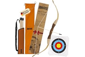 ‎BSW-FLITZEBOGEN FLITZEBOGEN Pfeil und Bogen Kinder Set | 10 Pfeile mit Gummispitze, Köcher, Zielscheiben, Tasche | Bogenschießen Kinder Spielzeug ab 5 Jahren | Kinderbogen aus Holz | Rechts- und Linkshänder