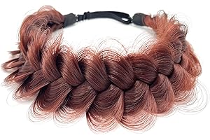 TOECWEGR Extensions Haarband Haarreifen Zopf Geflochten Classic Chunky Wide Plaited Wedding Fluffy Braids Wig Women Girl Beauty Accessory (helles weinrot)
