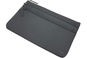 myledershop Grand DDDM Cuir de Vachette Pochette Bancaire avec 3 Compartiments avec Fermeture Éclairs MJ-Design-Germany en Gris