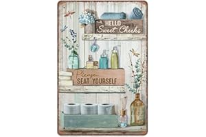 DAIERCY Bathroom Wall Art, Bathroom Sign, Rustic Bathroom Tin Signs Funny Vintage Metal Sign Plaqu Poster Kitchen Garden Bathroom Home Decor, 140x200 mm