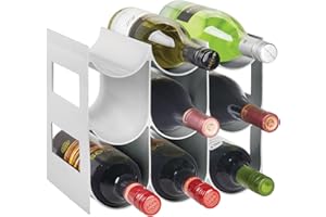 mDesign Práctico Estante para Botellas de Vino – Botelleros para Vino y Otras Bebidas para Guardar hasta 9 Unidades – Vinoteca de plástico de pie – Gris Claro
