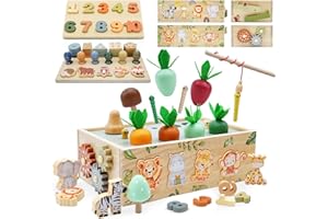 Almaxi Juguetes Montessori 1 años, Juguete Bebe 1 año Safari Juegos Educativos Niños 1 2 3 Años, 9 EN 1 Juguetes Niños 1 2 3 Años Montessori Madera, Regalos niños 1 2 3 4 Años