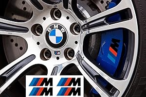 AUFGEKLEBT Bremssattel Aufkleber 4 Stück Schwarz M Streifen Hitzebeständig Auto Sticker Performance Tuning Selbstklebender Sticker Motorsport Racing M-Power Farbstreifen (4X 48mm)