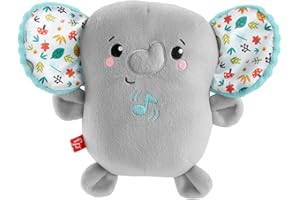 Fisher-Price Plush Elephant Baby Toy, Portable Sound Machine with Music and Vibrations for Newborn Babies, Calming Vibes Soother, HML65