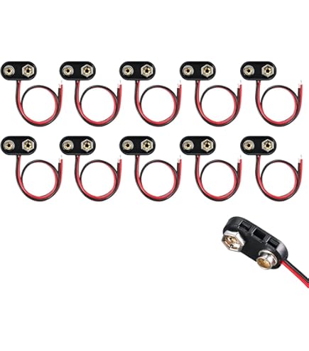 Connecteur Pile 9v Lot De 10 Connecteurs à Clipser Pour Batterie 9 V Type I 9 V Avec Boucle De Connexion à Clip - Boîtier En Plastique Avec Câbles De 15 Cm Prise Pile