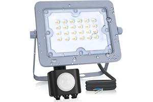 Aigostar - Foco LED ultrafino con sensor de movimiento,20W,luz blanco natural 4000K,impermeable IP65.Luz para exterior de gran luminosidad 1800lm para jardines, patios, garajes o caminos de acceso
