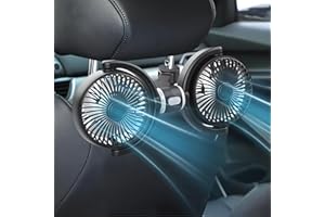 AKLIFFE Auto Ventilator Rücksitz 12V, 360° drehbar Autositz-Ventilator für Baby nach hinten gerichtet, 3 Geschwindigkeiten Separate Steuerung Auto-Kühlung Fan, USB Ventilator für Auto/SUV/RV