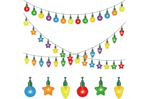 Dianelhall 84 Pcs Light Bulbs Banner Colorful Light Bulbs Paper Cutouts with Glue Points Hanging Bulb Garland Twine Light Bulbs Bulletin Board Set for New Year Classroom Streamer Backdrop