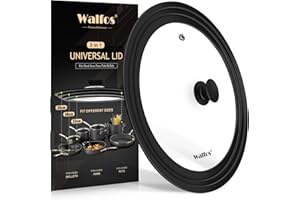 Walfos Universaldeckel Ø 38 cm 36cm und 33 cm Glasdeckel für Töpfe, Pfannen Mit Abgestuften Silikonrand,Deckel für Pfannen und Töpfe, Topfdeckel und Pfannendeckel hitzebeständig