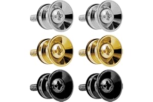XTHROTSENK Gitarrengurt Knöpfe Metallende Gitarrengurt Endknopf mit Befestigungsschrauben Gitarrengurtknopf Metall Endpin für Gitarre Ukulele Bass 6 Pack(Gold, Silber, Schwarz)