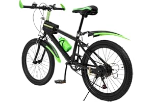 DaiJiubu Bicicletta per bambini da 2 a 13 anni, per bambini e bambini, con asta per bicicletta, cavalletto laterale, per mountain bike, bici da corsa, 6 marce, mountain bike, 20 pollici