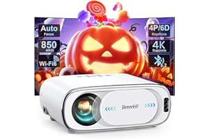 【Auto Lens Cap+ AI Auto Focus】Videoprojecteur WiFi Bluetooth, 28000L 850ANSI Retroprojecteur 4K Supporte, Jimveo 1080P Full HD Projecteur Portable, Auto 4P/6D Keystone Correction, 50% Zoom Home Cinéma