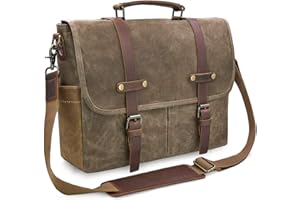 NEWHEY Bolso Bandolera Hombre Mensajero Bolsa Resistentes Maletin Portatil 15.6 Ordenador Lona Trabajo Vintage