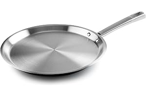 LACOR - 45829 - Crêpière Foodie, Acier inoxydable 18/10, Sans PFOA, Poignée ergonomique, Fond de diffuseur de chaleur sandwich, Adapté à l’induction et lavable au lave-vaisselle, Ø28 cm