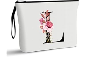 Vavabox Trousse de Toilette Personnalisée pour Femme - Tissu Premium & Fermeture Éclair Robuste, Cadeau Parfait Femme, Idée Cadeau Unique pour Fille, Mariée ou Demoiselle d'honneur (L, Blanc)