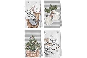 Artoid Mode Muñeco de nieve guantes de reno acebo Navidad paños de cocina, 42 x 65 cm, decoración de invierno, juego de 4