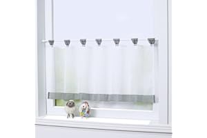 Joyswahl Firanka bistro Mia, z woalu, ze szlufkami na zazdrostkę, przezroczysta zasłona kuchenna, 45 x 90 cm (wys. x szer.), szara, 1 sztuka