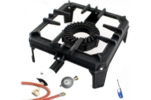 NJ THE RIGHT CHOICE GB-29 - Hornillo de gas de hierro fundido de 8 kW, quemador wok y reductor de presión de manguera de gas