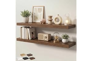 KovaScape Svävande hylla, set om 2, 120 cm x 23,5 x 3,8 cm, vägghylla med osynliga hållare, väggbräda i träutseende för kök