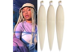 Xtrend 26 Inch 3 Packs Pre Stretched Braiding Hair Blonde Braiding Hair Pre Stretched Yaki Texture Pre-stretched Braids Hair Professional Synthetic Hair Extension (3Packs,613#)