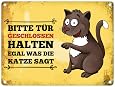 Warnschild 'Achtung Freilaufende Katzen' – Individuell Gravierbar, Wetterfest