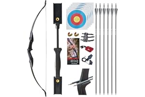D&Q Arc de Chasse Adulte Tir à l'arc Arc Flèche Set 30Lbs 40Lbs pour Adulte Enfant avec papiers cibles Extérieur Sport Jeu de Chasse Cadeau Jouet (Noir, 40Lbs)