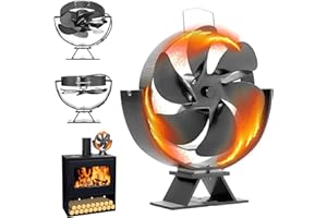 BESTYIJO Ventilatore per stufa a legna a 6 pale, ventola stufa legna aggiornata in grado di regolare l'angolo, ventola per camino silenziosa senza alimentazione per bruciatore a legna, stufa, camino