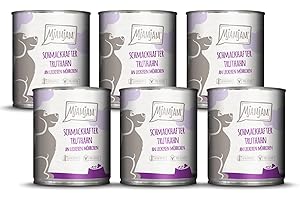 MjAMjAM - Premium Nassfutter für Hunde - schmackhafter Truthahn an leckeren Möhrchen, 6er Pack (6 x 800 g), getreidefrei mit extra viel Fleisch