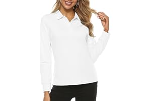MoFiz Polo Donna Manica Lunga Poloshirt Lavoro Camicia Sportiva Golf Top con Bottoni